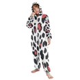 thumbnail image 5 of Soft Big Kids Onesie Pajamas Cozy Loose-Fit Jumpsuits for kids with Pockets for Christmas Lounge & Play Dark Red Leopard Print, 5 of 8