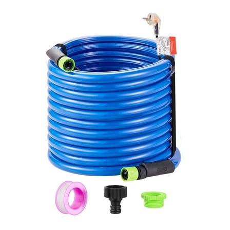 KFFKFF 100ft Heated Water Hose for RV, Freeze-Resistant to -45°F, Self-Regulating with 5/8" Inner Diameter and 3/4" Adapter, Safe for Drinking Water