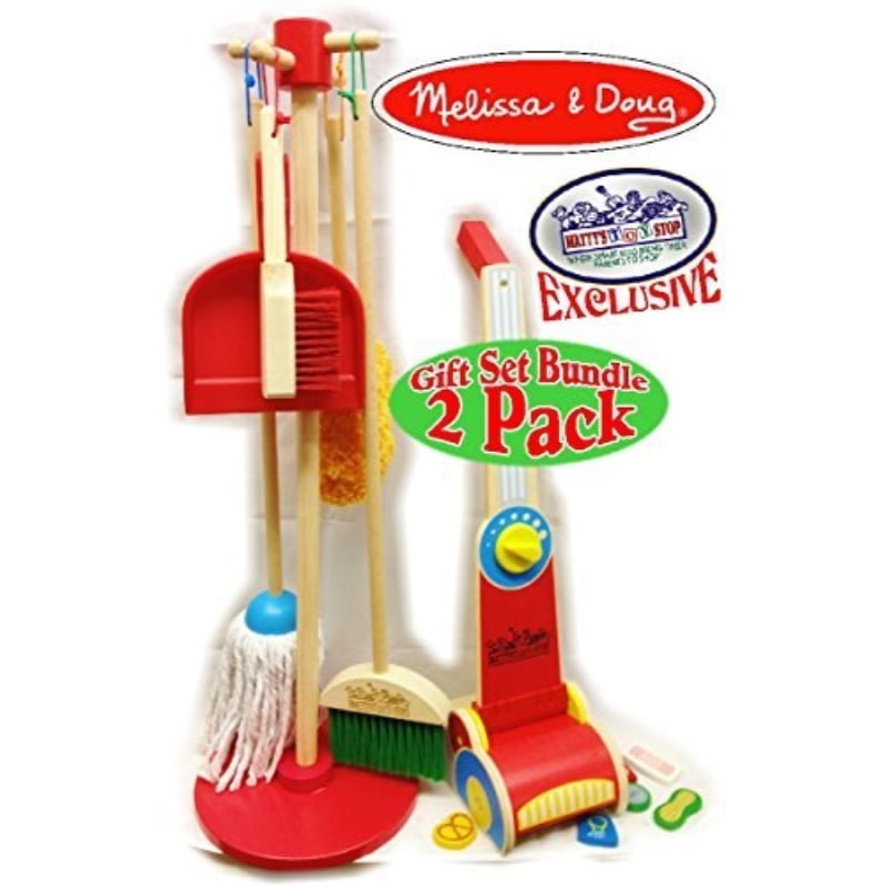 Melissa Doug Brandclub Melissa Doug Wooden Let s Play House Dust Sweep Mop Vacuum Up Cleaning Playsets Exclusive Matty s Toy Stop Deluxe Gift Set Bundle 2 Pack