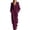 Hot Pink, variant on Women Corduroy Jumpsuit Hooded Zip up Elastic Waist Wide Leg Loose Oversized Soft Casual Overalls with Side Pockets Wine S