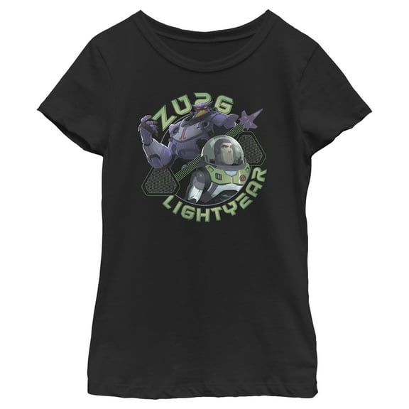 Girl's Lightyear Zurg and Lightyear  Graphic Tee Black Large