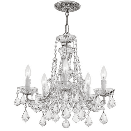 

Chandeliers 5 Light With Polished Chrome Clear Swarovski Strass Crystal Glass 20 inch 300 Watts - World of Lighting