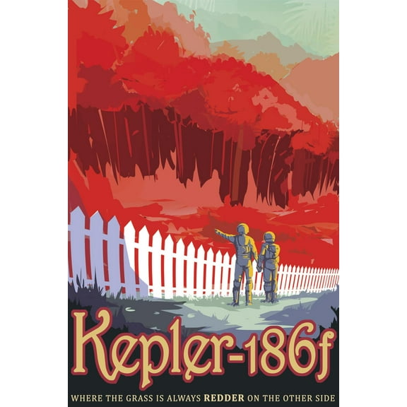 Art.com Retro Space Poster of Kepler-186F Art Print, 12" x 18"