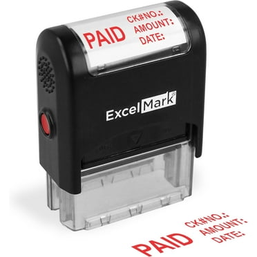 ExcelMark A1848 Paid Stamp Self Inking Stamps, Paid, Check No., Amount, Date Stamp, Red Ink