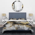 thumbnail image 3 of Designart "River of Joy Abstract in Gold, Black, and White I" Abstract Painting Bedding Covert Set - Modern Gold Abstract Bed Set With 1 Sham, 3 of 6