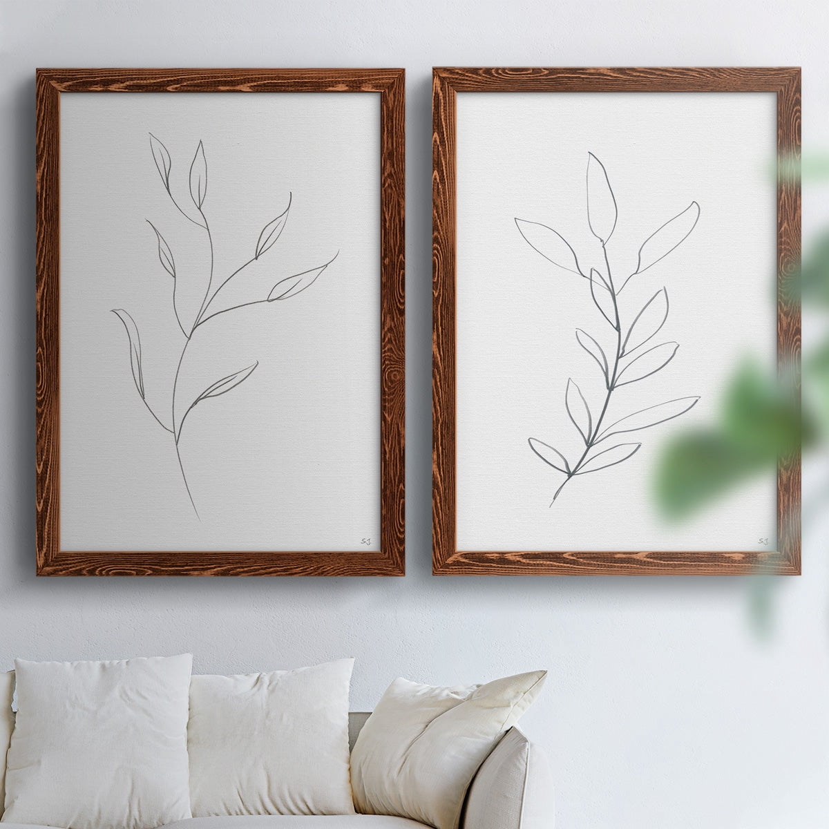 Botanical Gesture I - Premium Framed Canvas 2 Piece Set - Ready to Hang