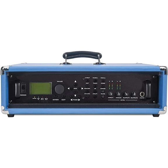 Sound Town Vintage 2U Amp Rack Case, 12.5" Depth with Rubber Feet, Dust Cover, Kickstand, Beau Blue (STVRC-2BL)