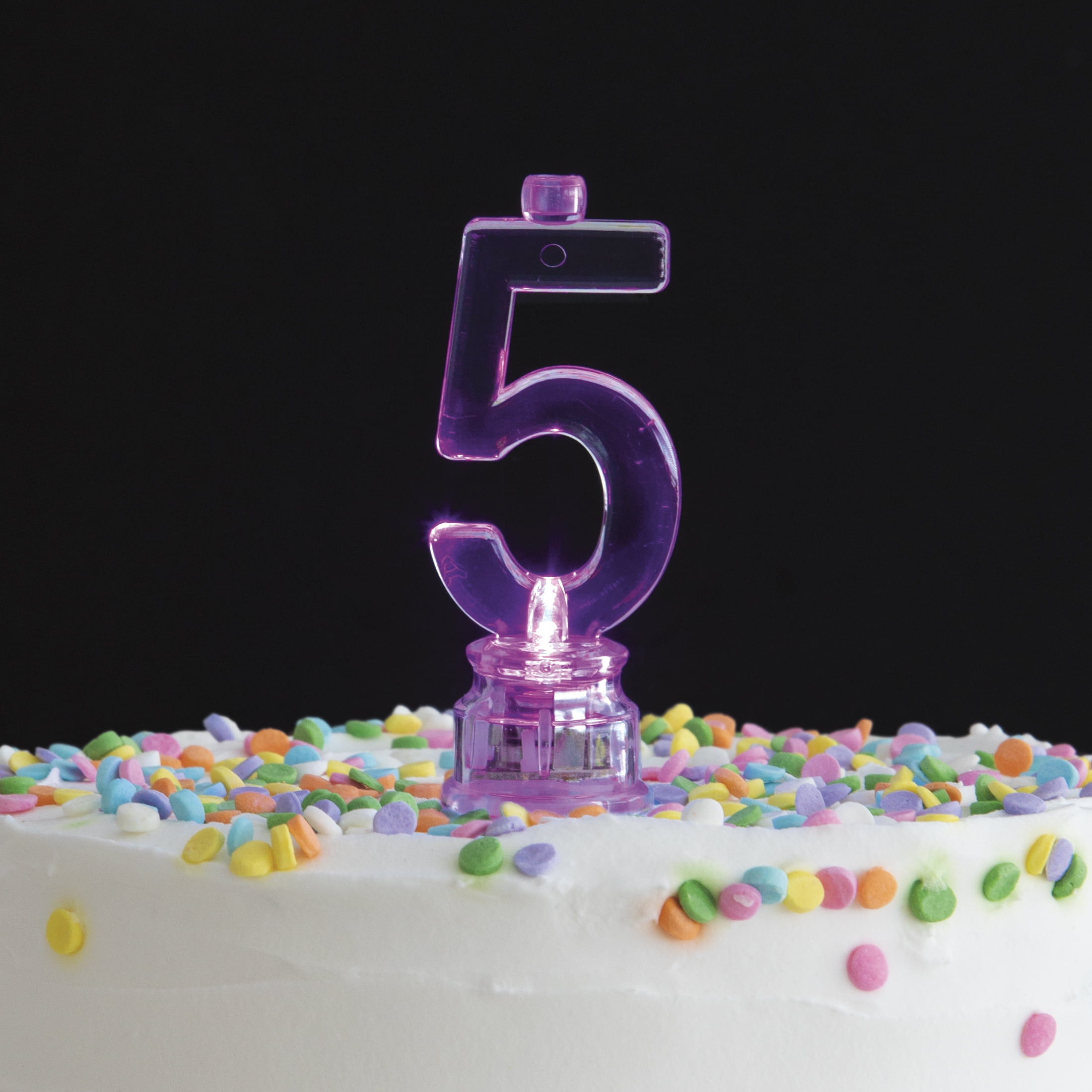 Multicolor Number 5 Flashing Birthday Candle Holder and Candles Set, 5 Pieces, by Way To Celebrate