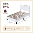 thumbnail image 2 of 4 EVER WINNER Twin Bed Frame with Headboard, Upholstered Platform Bed with Button Tufted Design, Faux Leather Bed Frame with Wooden Slats Support, No Box Spring Required, Easy Assembly, White, 2 of 8