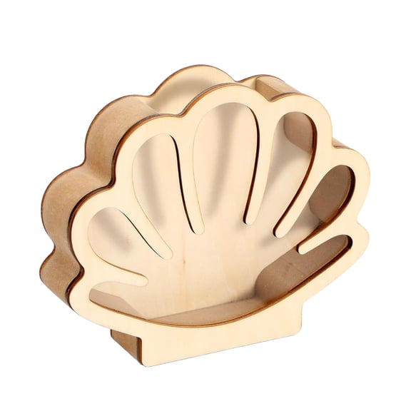 Ruanlalo Wooden Shell Display Case Handcrafted Rustic Sea Shell Shadow Box Seashell Shaped Storage Display Box Home Office Desktop Decoration