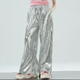 thumbnail image 2 of CAICJ98 Girls Sequin Flare Pants Sparkle Bell Bottoms Toddler Kids Elastic Waist Glitter Disco Dance Trousers with Pockets Silver,3-4 Years, 2 of 5
