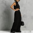 thumbnail image 6 of Trendy Outfits for Women 2 Piece Sleeveless Turtleneck Tank Crop Top & Wide Leg Baggy Pants Set with Pockets (XL, Black), 6 of 6