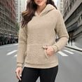 thumbnail image 5 of Homenesgenics Winter Clothes for Women Plus Size Women Solid Color Teddy Bear Coat Long Sleeved Casual Hooded Fleece Jackets Beige XL, 5 of 9