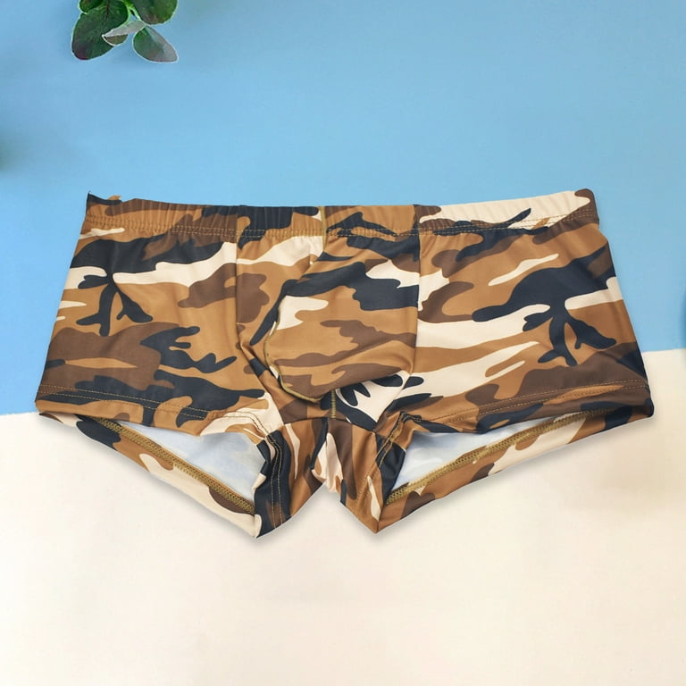 rygai Men Underpants Camouflage Close Fit Stretchy Low Waist Anti