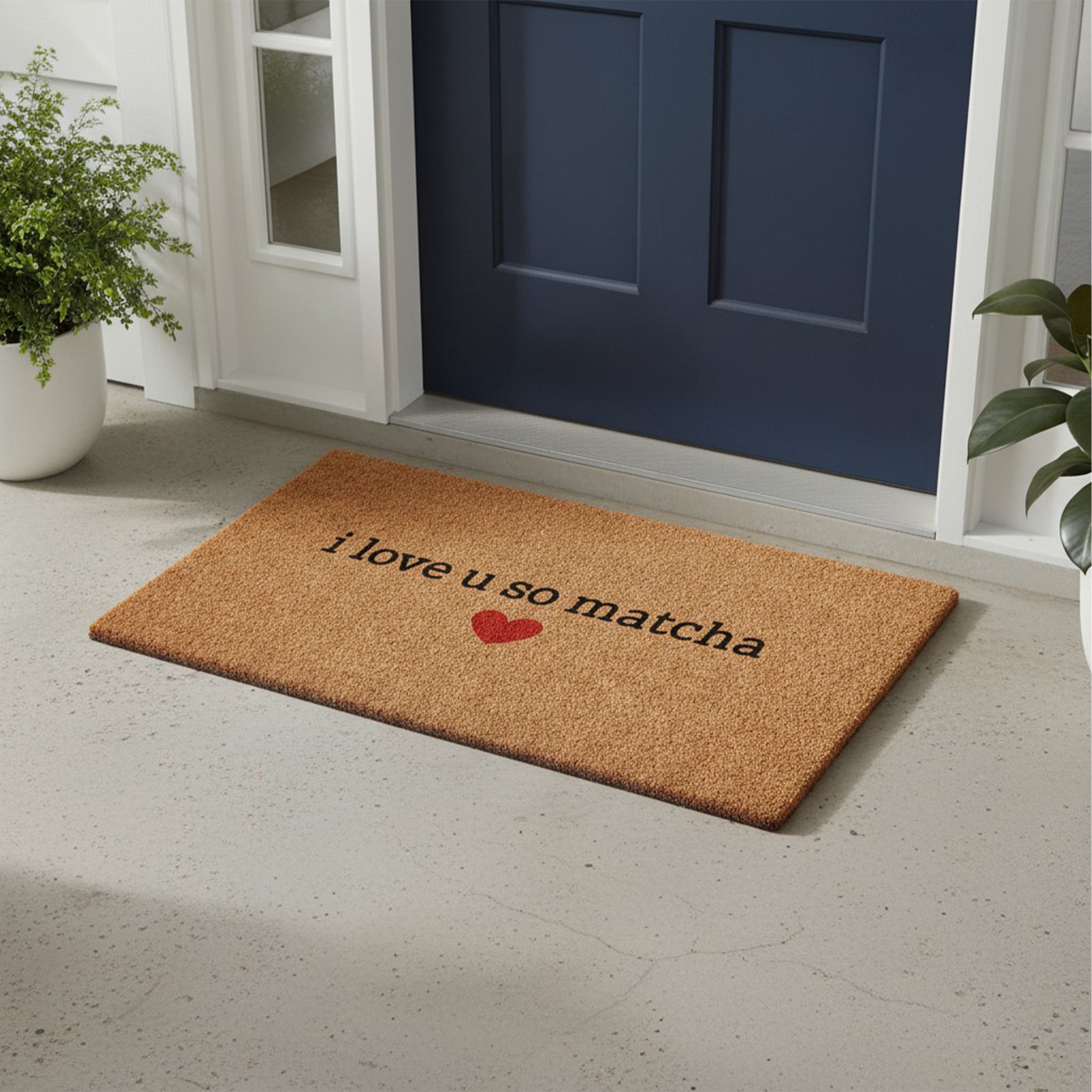I love you so matcha Non Slip Vinyl Backing, Front Door Mat, Entryway Door Mat, 17"x29"
