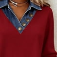 thumbnail image 7 of Fiaer Women's Long Sleeve Shirts with Denim Collar Buttons Decor V-Neck Tops Dressy Casual Office Outfits S, 7 of 7