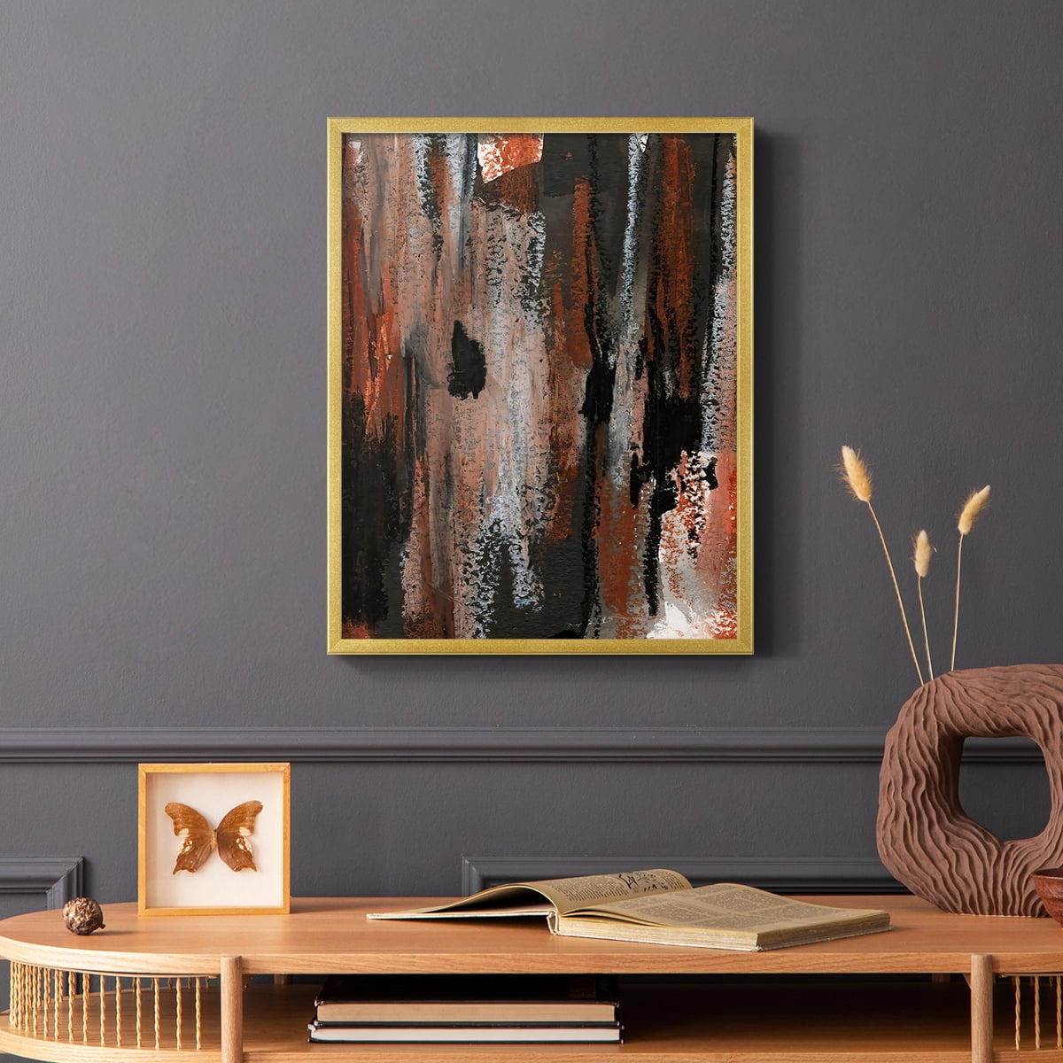 Loft Pastel VII Framed Print in Gold Solid Wood Framed Print No Nail Hanging