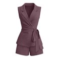 thumbnail image 5 of QGJZVUNL Two Piece Sets for Women Summer Clothes Business Casual Outfits Sleeveless Vest Jacket Wide Leg Shorts Size S, 5 of 6
