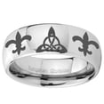 thumbnail image 2 of Tungsten Celtic Triangle Fleur De Lis 8mm Mirror Gray Polished Dome Men Ring, 2 of 2