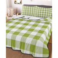 thumbnail image 3 of Quilts Twin XL Size, Green Plaid Soft Comforter Bedding Set for Bed, Gradient Geometric Buffalo White Checkered Lightweight Quilted Bedspread with Pillow Cover(2 Pieces) for All Season, 68x98 Inch, 3 of 6