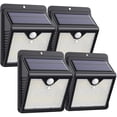 thumbnail image 1 of Lámpara solar para exteriores, paquete de 4, 150 LED, sensor de movimiento, iluminación solar para exteriores, luz solar inalámbrica impermeable, potente seguridad para jardín, 1 of 5