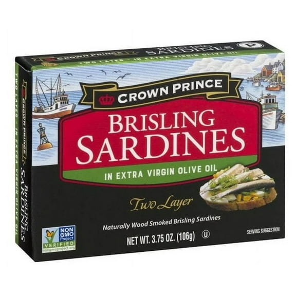 Crown Prince Brisling Sardines in Olive Oil 3.75 oz (Pack of 5)