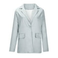 thumbnail image 4 of Blazers for Women Clearance Women's Solid Color Button Pocket Recreational Long Sleeve Suit Coat Tops, 4 of 7