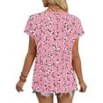 thumbnail image 6 of Short Sleeve T Shirts for Women Floral Printed V Neck Graphic Base Tees Loose Fit Casual Summer Tshirts (XL, Pink), 6 of 7