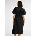 thumbnail image 3 of Free Assembly Women's and Women's Plus Cotton Double Tie Utility Midi Dress with Short Sleeves, Sizes XS-4X, 3 of 5