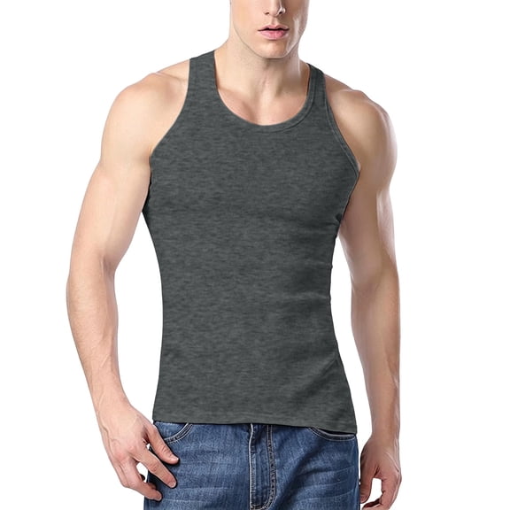 Kilaqueen Men's Summer Tank Top Scoop Neck Stretchy Workout Gym Muscle Tank T-Shirt Sleeveless Active Athletic Fitness Undershirt