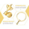 thumbnail image 4 of 2 llaveros conmemorativos de acero inoxidable con forma de trofeo de fútbol portátil, 4 of 8