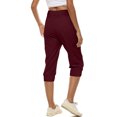 thumbnail image 6 of Tumotour Athletic Pants For Women Solid Color Casual Cropped Pants Tight High Waist Pants Beach Pants Drawstring Button Pocket Athletic Pants, 6 of 9
