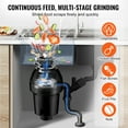 thumbnail image 3 of VEVOR Garbage Disposal, 1.25HP 3360RPM Continuous Feed Food Waste Disposer, EZ Connect Food Waste Grinding System with Sound Reduction, Power Cord & Splash Guard for Kitchen Sinks, 3 of 9