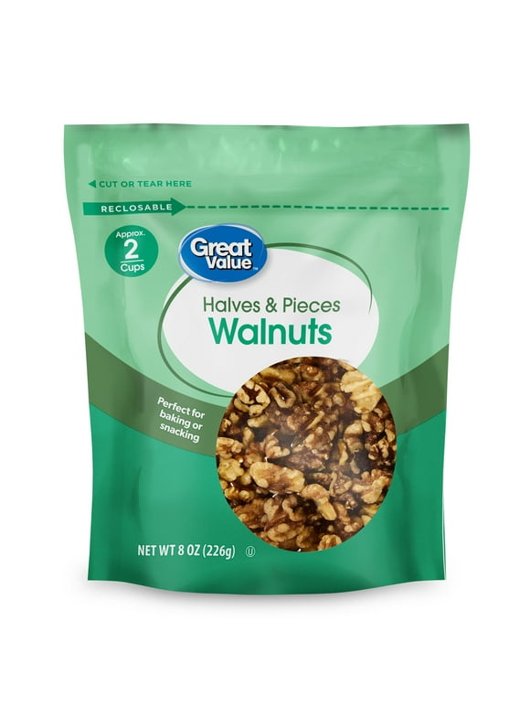 Great Value Walnuts Halves & Pieces, 8 oz