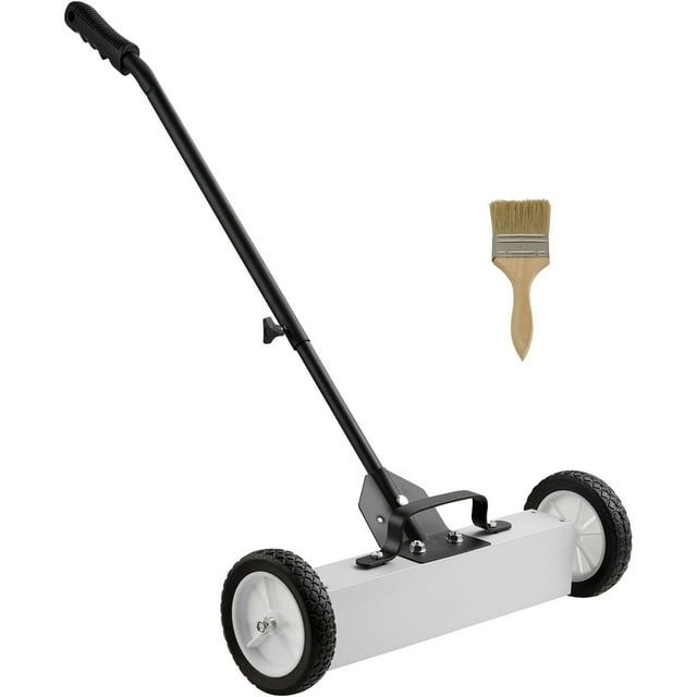 KFFKFF Collecteur Magnétique à Roues 45Lbs, Balayeuse Magnétique à Récupération Poussée, Collecteur de Pelouse Magnétique Grand de 18 Pouces, Magnétique avec Poignée Extensible, Nettoyage Simplifié de Garage Atelier Cour