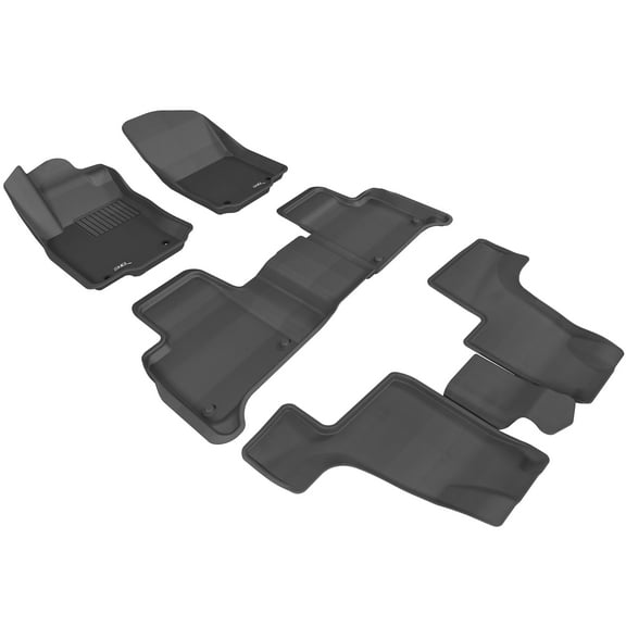 3D MAXpider - L1MB03901509 Complete Set Custom Fit All-Weather Floor Mat for Select Mercedes-Benz GLS-Class/ GL-Class Models - Kagu Rubber (Black)