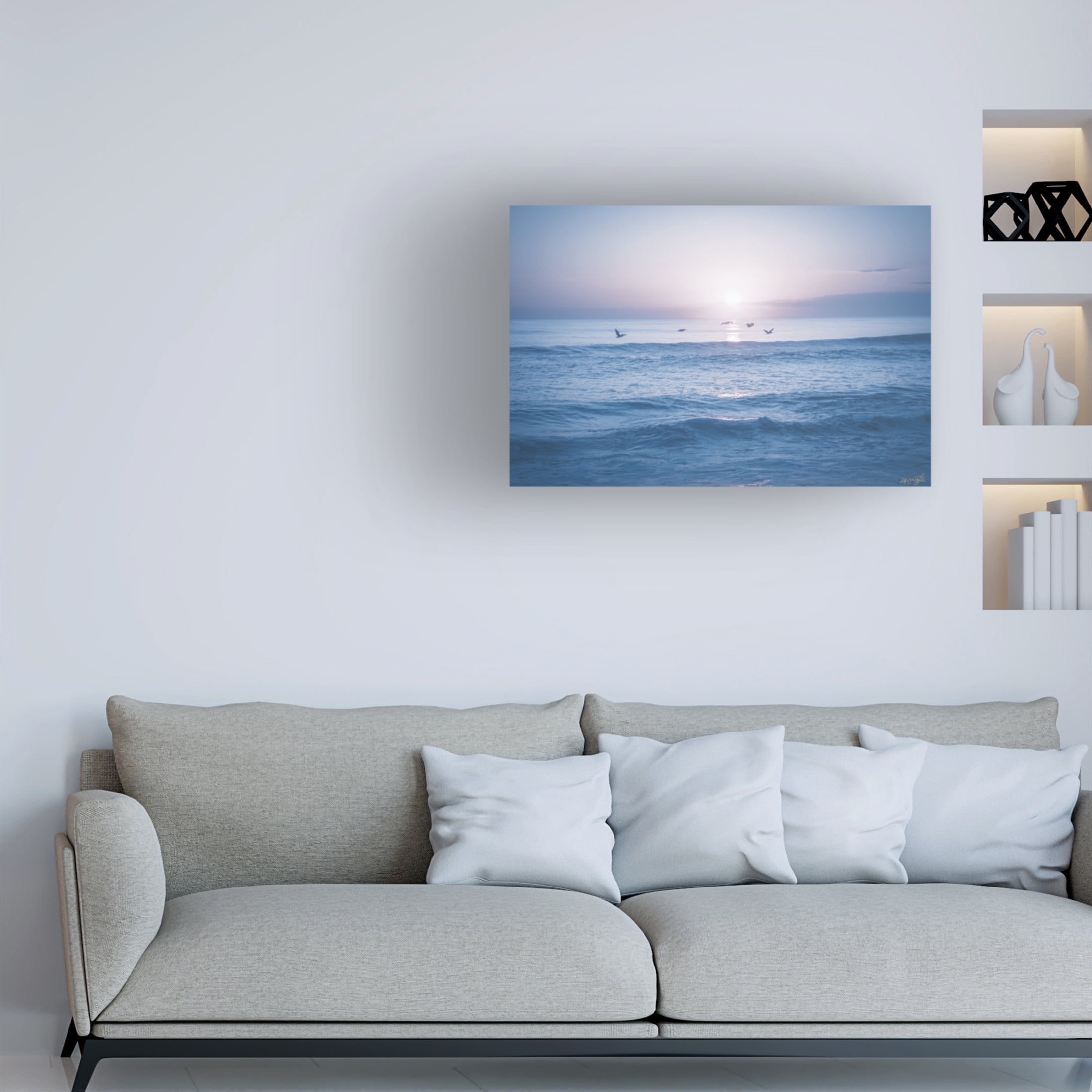 Canvas Wall Art - Life BeautifuLEE 'Ocean Birds In Flight' Wall Art for Living Room, Bedroom, or Office Décor by Trademark Fine Art - 24 x 16 Inches