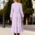 thumbnail image 6 of CYRBOKO Girls Dresses with Side Pockets, Polka Dot Long Sleeve Birthday A-line Mid-Length Dresses Purple Size 14-15T, 6 of 6
