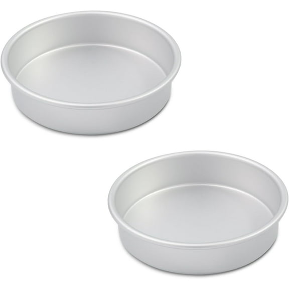 Kefyixc 7-inch round cake pans set of 2,birthday cake pans,cheesecake, cakes more - durable aluminum molds for circle cake pan,Silver(7×2 round Cake Pan, Set of 2)