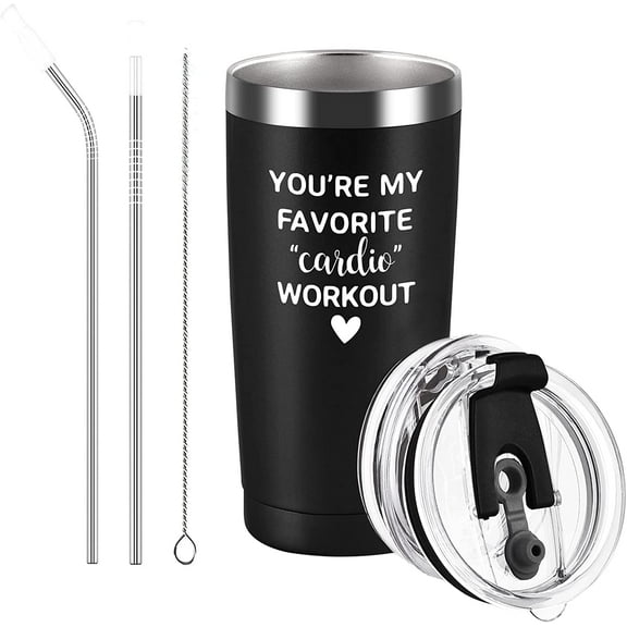 Gifts for Couples Newlywed Husband His Boyfriend, You''re My Favorite Cardio Workout Travel Tumbler for Valentine''s Day Birthday Engagement Wedding Anniversary, 20 oz Stainless Steel Tumbler, Black