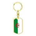 thumbnail image 4 of Algeria Flag Keychain Dog Tag Stainless Steel or 18k Gold, 4 of 16