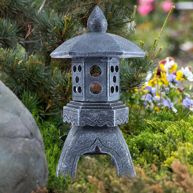 Chinese Garden Lights Lamp Ornaments Miniature Pagoda Lantern Statue for Porch Baoblaze Luz de estatua al aire libre