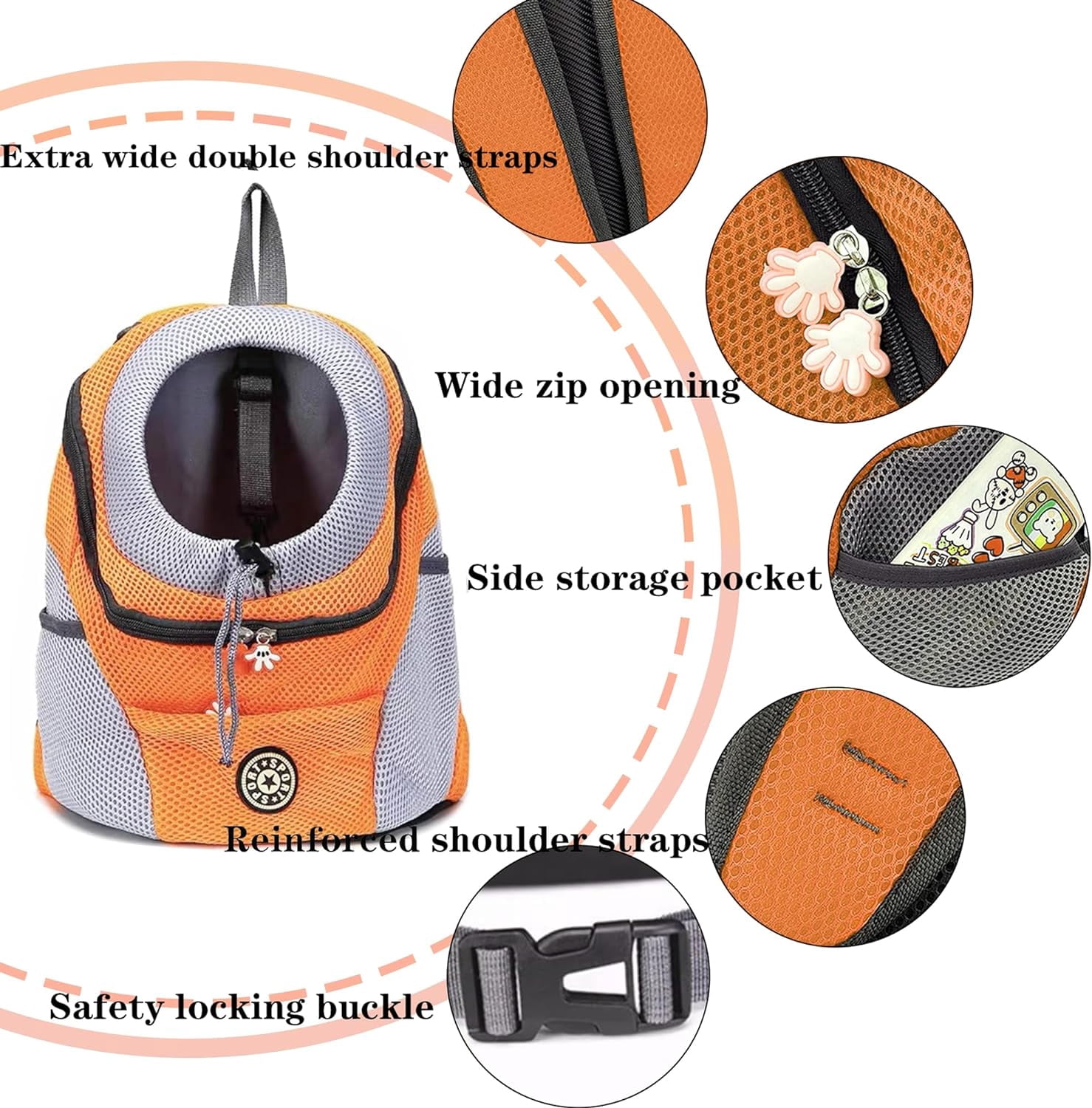 Pet Dog Carrier, Travel Back Pack with Safety Reflective Strips for Travel Hiking Cycling Outdoor Dogs Cats