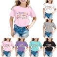thumbnail image 3 of FUZHIQ Girls Kindergarten Shirts Regular Fit Letter Print Toddler Girl Back To School Outfit Quick-Dry Graphic Crewneck Short Sleeve Tops, 3 of 5