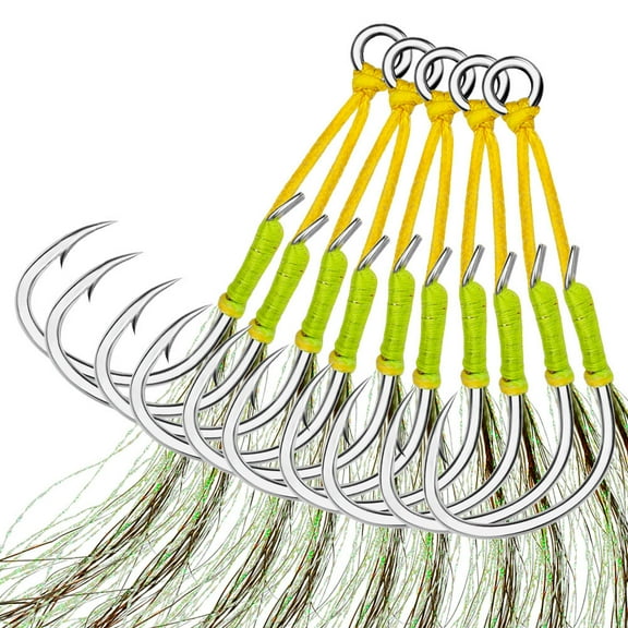 10Pc/lot Assist Hooks Iron plate double Jigging Hook Saltwater Fishing Hook Tuna