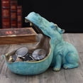 thumbnail image 1 of Hippopotamus Statue Home Resin Hippopotamus Figurine Sculpture Table Art Decoration Sundries Key Container Storage Box (Blue), 1 of 4