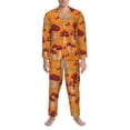 thumbnail image 3 of Salouo Mushroom Print Button-Front Long Sleeve Pajama Set for Men, Soft 2Pjs Men's Long Sleeve Sleepwear-Medium, 3 of 7