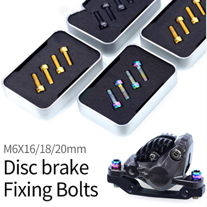 4pcs RISK Bicycle Bike Screw Titanium Alloy Disc Brake Clamp Fixing Cycling Bolt