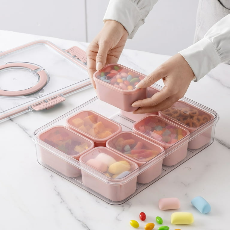 Cook With Color Pink 8 compartment snackle box, charcuterie
