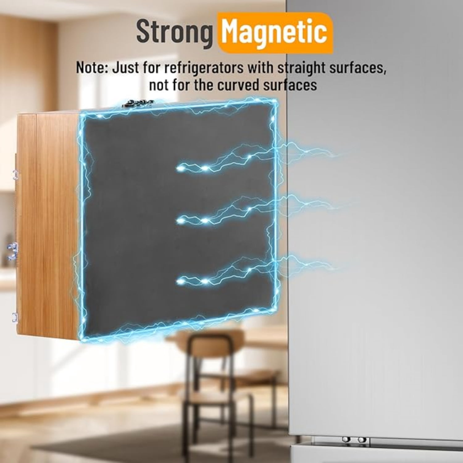 Magnetic Plastic Wrap Dispenser with Cutter, 3 in 1 Refrigerator Bamboo Wood Organizer for Tin Foil, Baking Paper, Wax Paper Holder Kitchen Storage Box Compatible with 12.9" Roll (3 Layer)